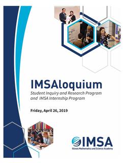 2019 IMSAloquium: Student Inquiry and Research Program and IMSA Internship Program
